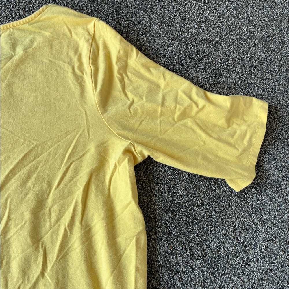 Belle by Kim Gravel Bright Yellow Side Tie Hem Tee, Size Medium - Picture 13 of 15